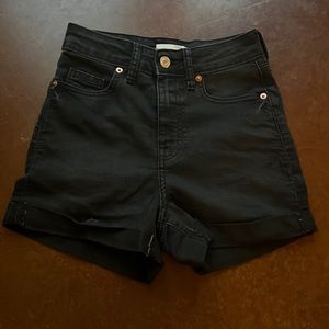 H&M Black High Waisted Denim Shorts